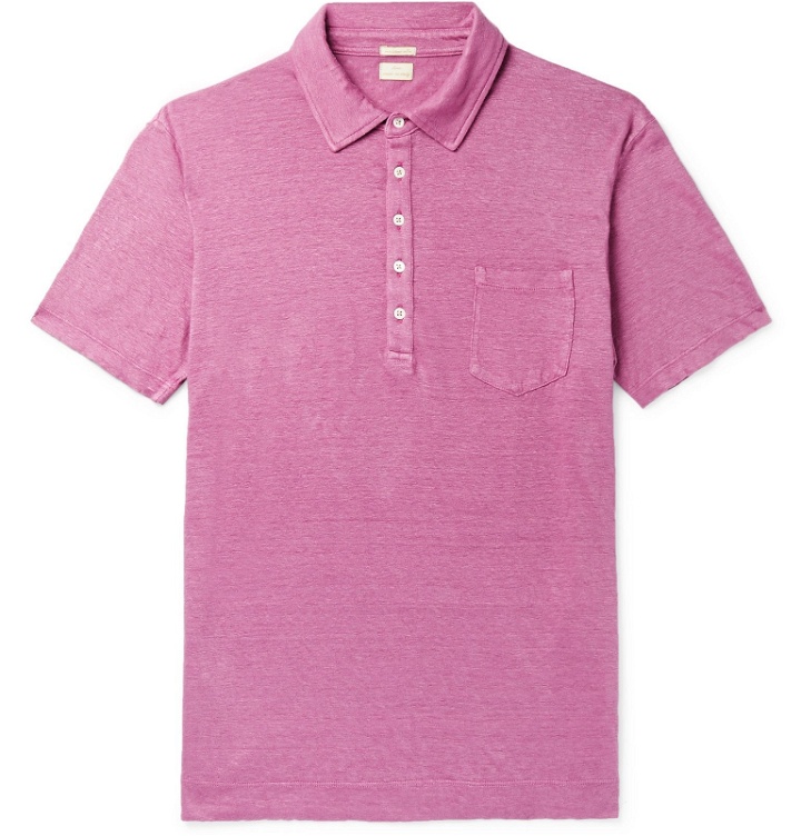 Photo: Massimo Alba - Garment-Dyed Linen Polo Shirt - Pink