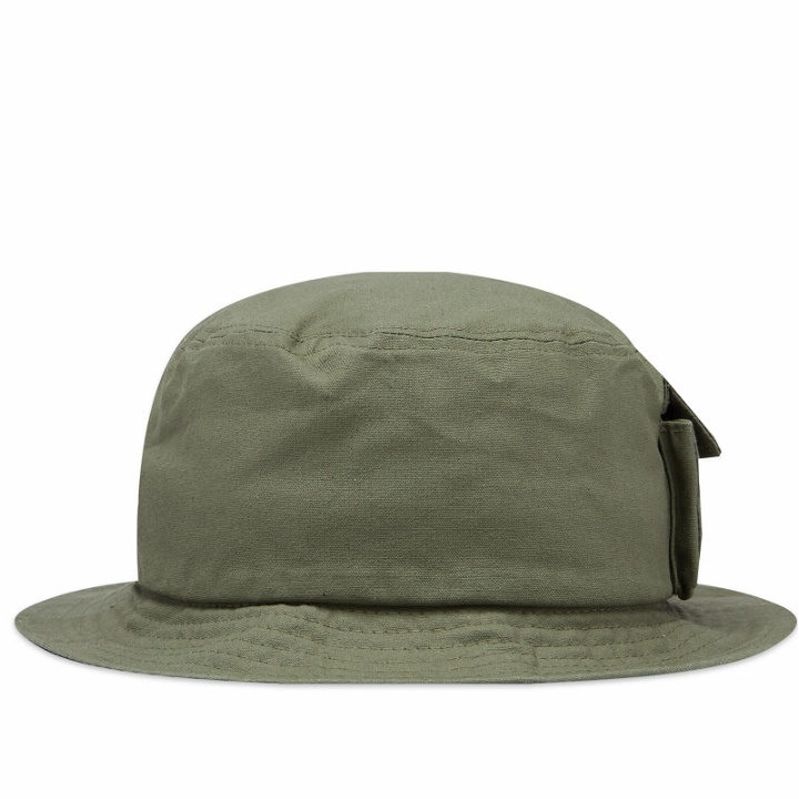 Photo: Flagstuff Men's Spider Pocket Bucket Hat in Olive