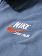 Nike - Sportswear Twill-Trimmed Logo-Embroidered Cotton Half-Zip Top - Blue