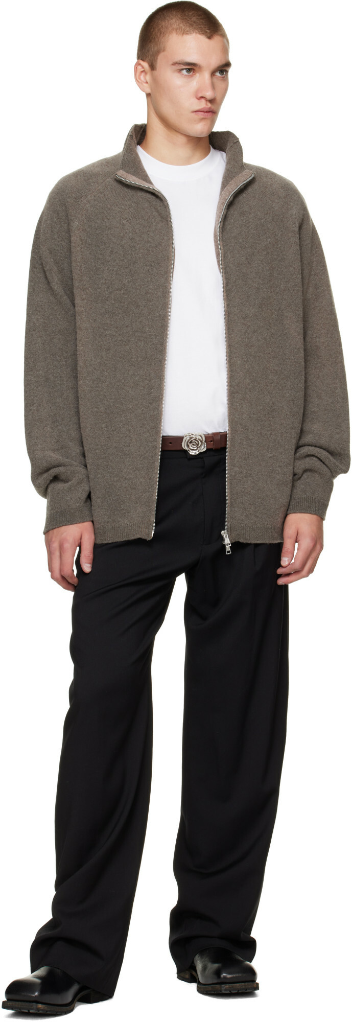 OUR LEGACY Taupe Line Zip Sweater