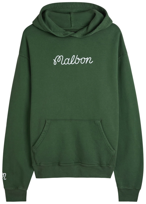 Photo: Malbon Fesque Embroidered Cotton Hooded Sweatshirt Green