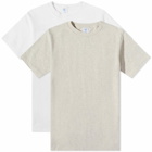 Velva Sheen Men's 2 Pack Plain T-Shirt in White/Oatmeal