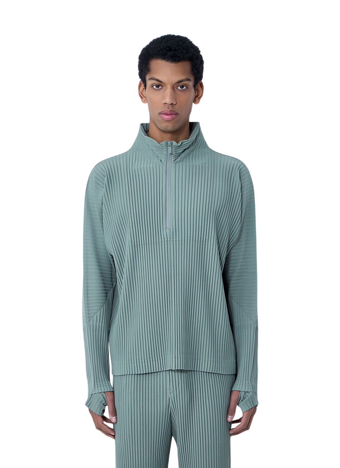 Homme Plissé Issey Miyake Pleated Quater Zip-Up Sweatshirt Homme