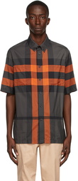 Burberry Orange & Grey Check Thames Short Sleeve Shirt