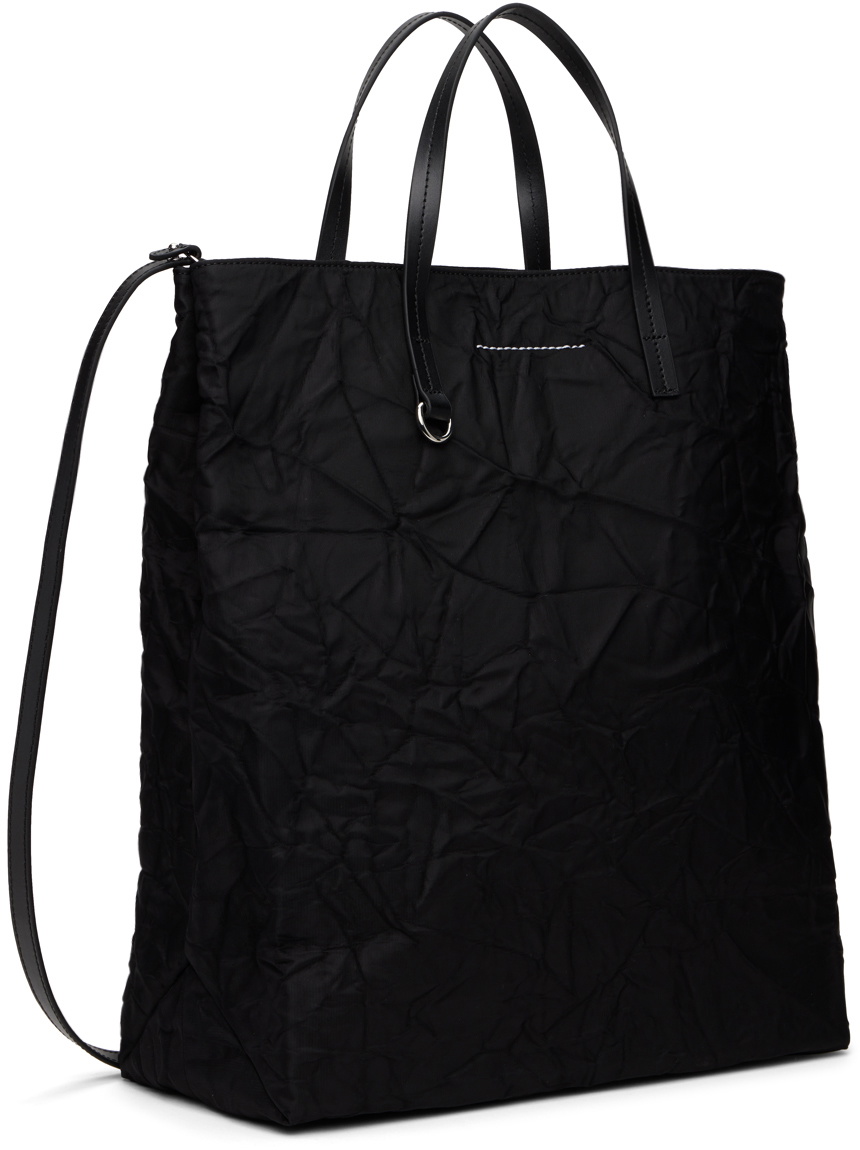 MM6 Maison Margiela Black Wrinkled Shopping Bag MM6 Maison