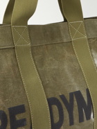 READYMADE - Logo-Print Webbing-Trimmed Waxed Cotton-Canvas Tote Bag