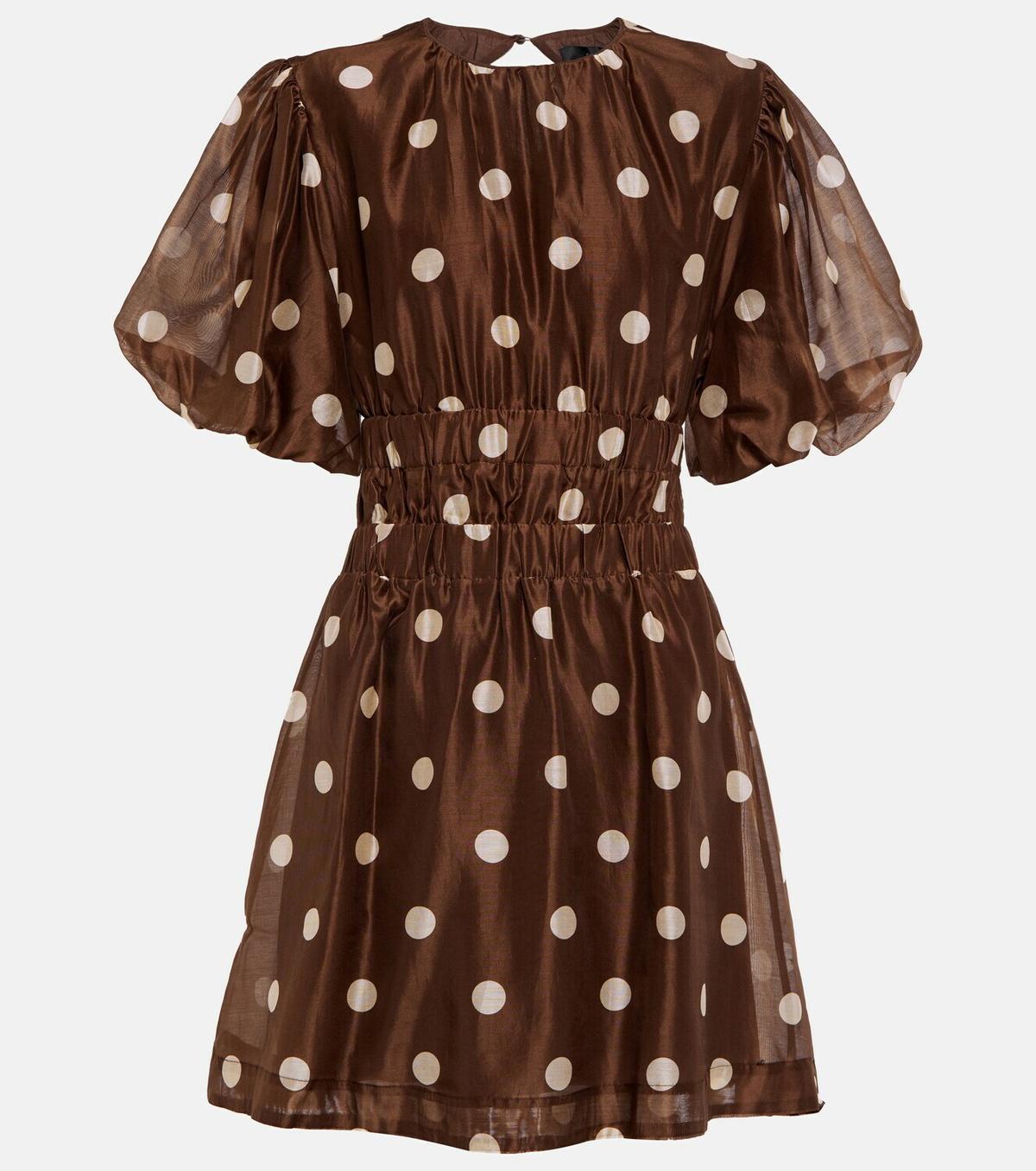 silk brown polka dot dress Alessandra Rich - Silk Midi Dress With Lace Detal - 42 main image 1