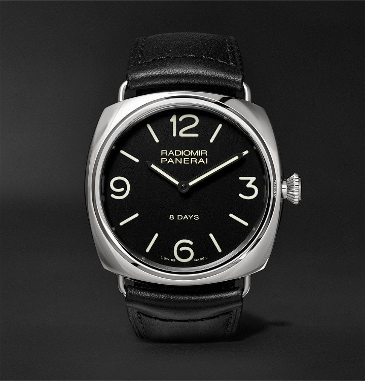 Photo: Panerai - Radiomir Black Seal 8 Days Acciaio 45mm Stainless Steel and Leather Watch - Black