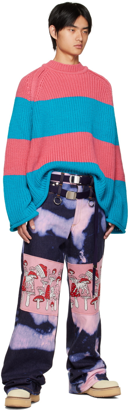 KIDILL Pink u0026 Blue Border Sweater Kidill