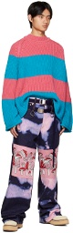 KIDILL Pink & Blue Border Sweater