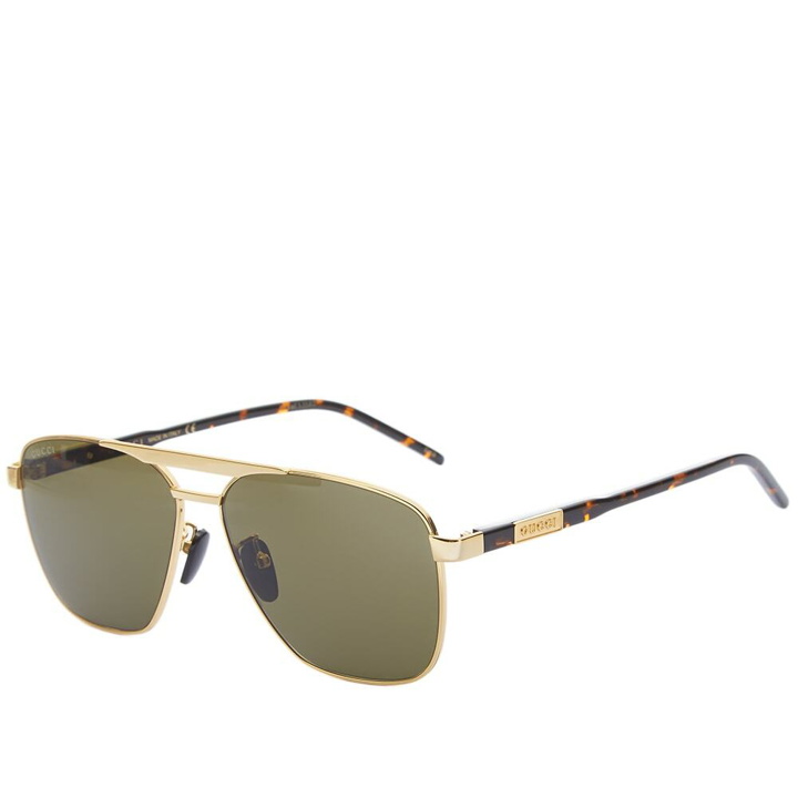Photo: Gucci Men's Eyewear GG1164S Sunglasses in Gold/Havana/Green