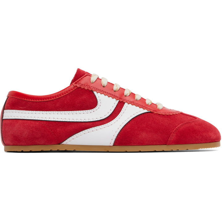 Photo: Dries Van Noten Red & White Suede Sneakers