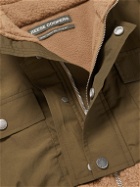 Reese Cooper® - Cropped Shell-Trimmed Fleece Bomber Jacket - Brown