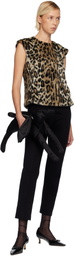 Anna Sui Beige & Black Leopard Sleeveless Faux-Fur Top