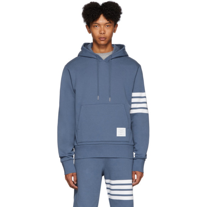 Photo: Thom Browne Blue Engineered 4-Bar Pullover Hoodie