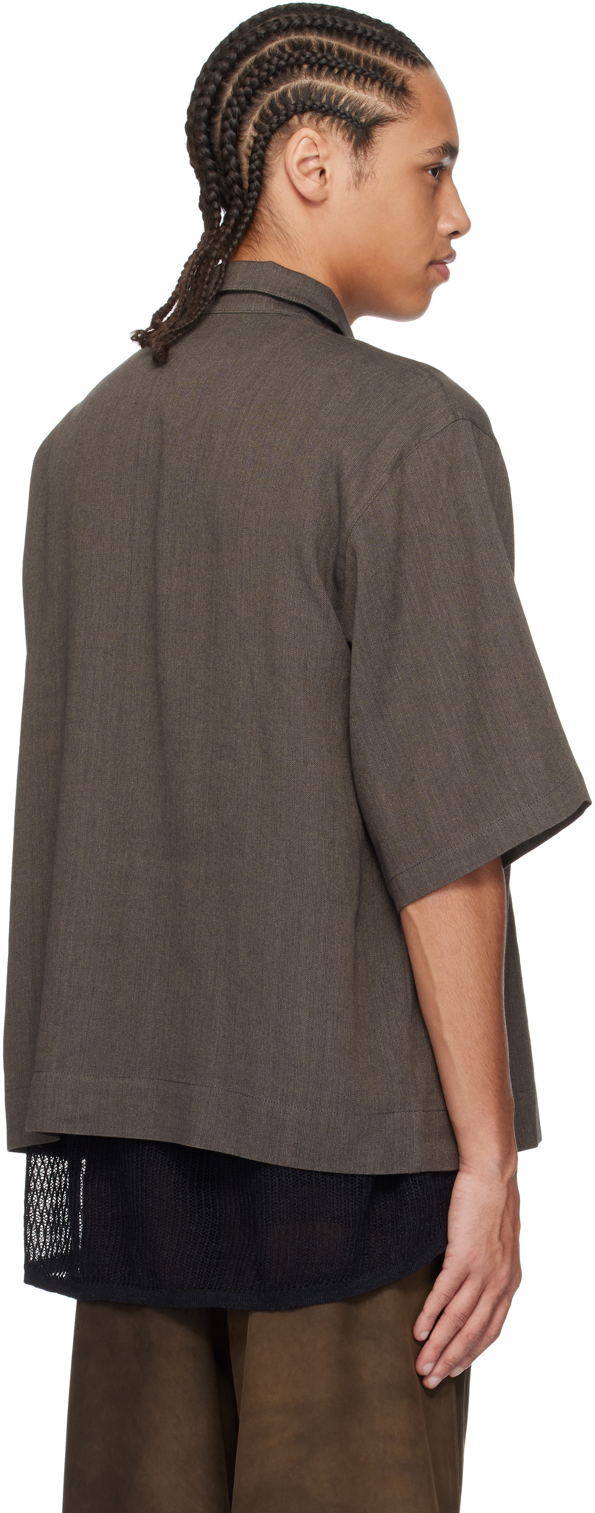Aviva Jifei Xue Gray Short Sleeve Boxy Shirt