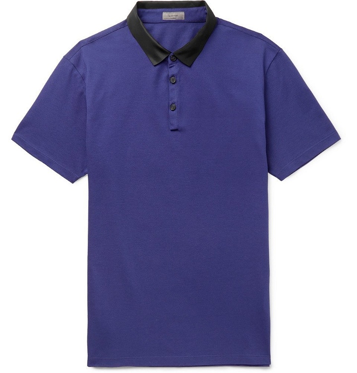 Photo: Lanvin - Slim-Fit Satin-Trimmed Cotton-Piqué Polo Shirt - Men - Purple