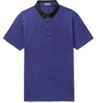 Lanvin - Slim-Fit Satin-Trimmed Cotton-Piqué Polo Shirt - Men - Purple