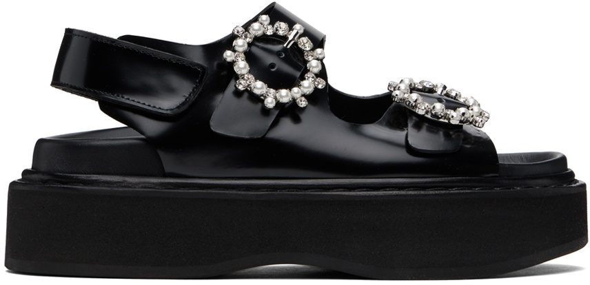 Simone Rocha Black Beaded Platform Sandals