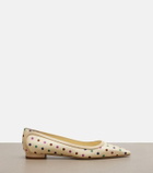 Manolo Blahnik Filotas leather-trimmed polka-dot ballet flats