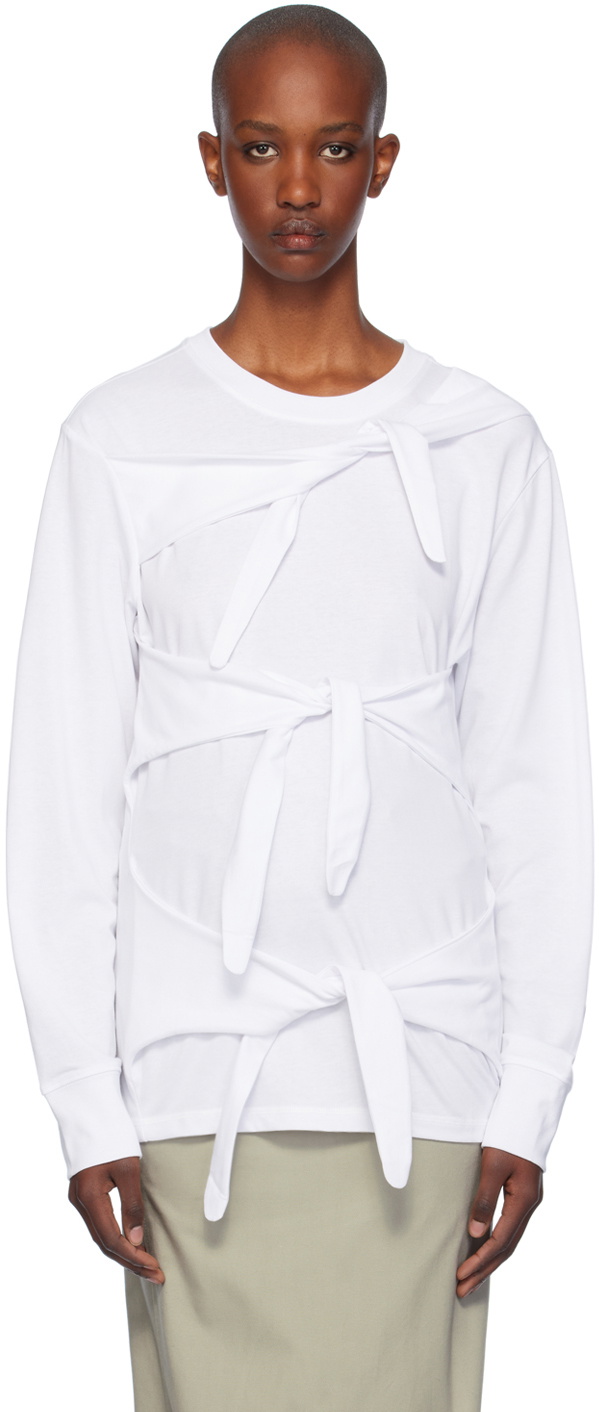 Tシャツ・カットソー OPEN YY_TheOpen Product TRIPLE KNOT CREW NECK TOP (WHITE) OPEN YY White Triple Knot Crew Neck T-shirt OPEN YY