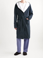 Hamilton And Hare - Waffle-Knit Cotton Hooded Robe - Blue