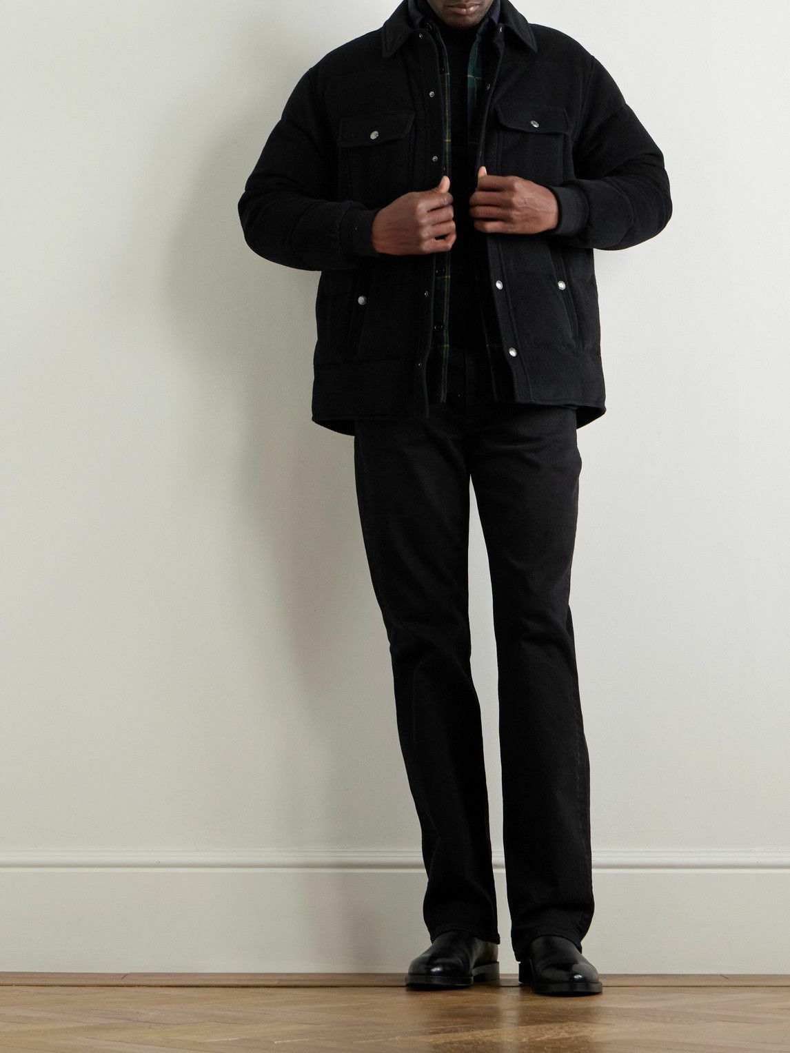 Ralph Lauren Purple label - Bennett Quilted Wool-Blend Felt Down Jacket - Black