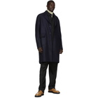 Harris Wharf London Navy Wool Pressed Long Coat