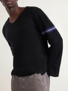 Enfants Riches Déprimés - Distressed Striped Cashmere Sweater - Black