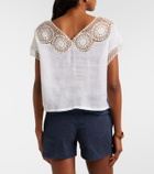 Nili Lotan Caila crochet-trimmed ramie top