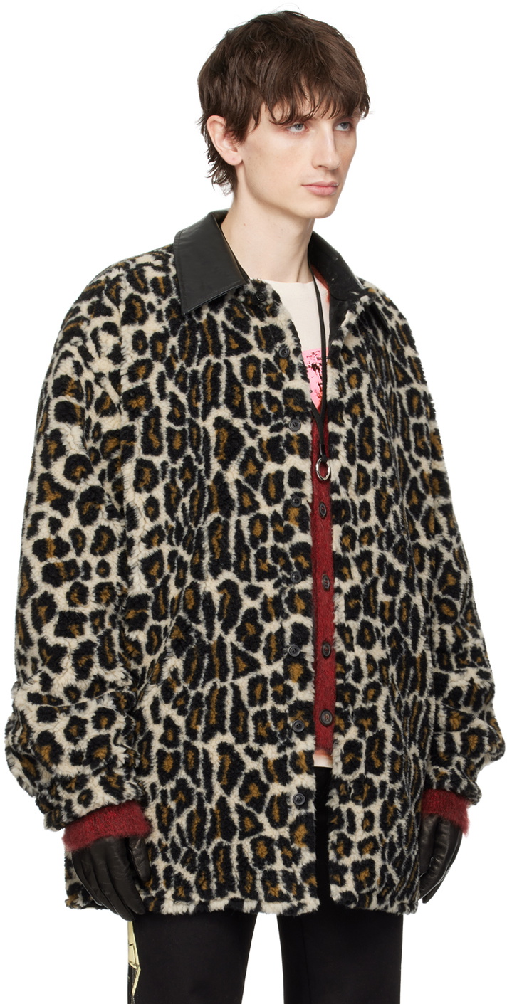 Maison Margiela Black & Beige Leopard Print Jacket Maison