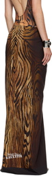 Jean Paul Gaultier Brown Pareo Printed Wood Cover-up Skirt
