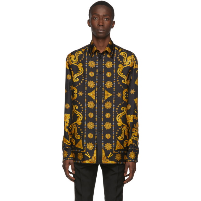 Photo: Versace Black and Gold Silk Barocco Western Shirt