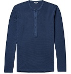 Orlebar Brown - Waffle-Knit Cotton-Jersey Henley T-Shirt - Men - Navy