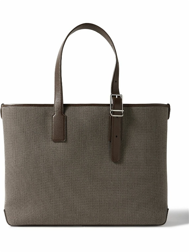 Photo: Dunhill - 1893 Harness Leather-Trimmed Woven Tote Bag
