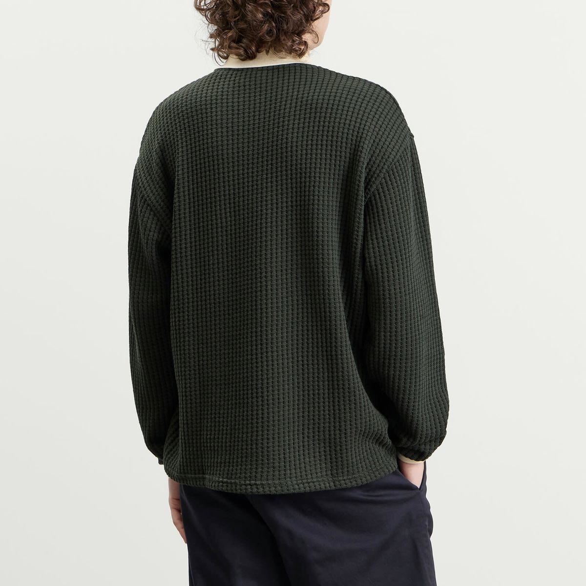 Les Deux Men's Waffle Long Sleeve Football Jersey in Rosin Green