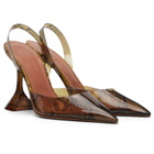 Amina Muaddi Brown Holli Glass Sling 95 Heels