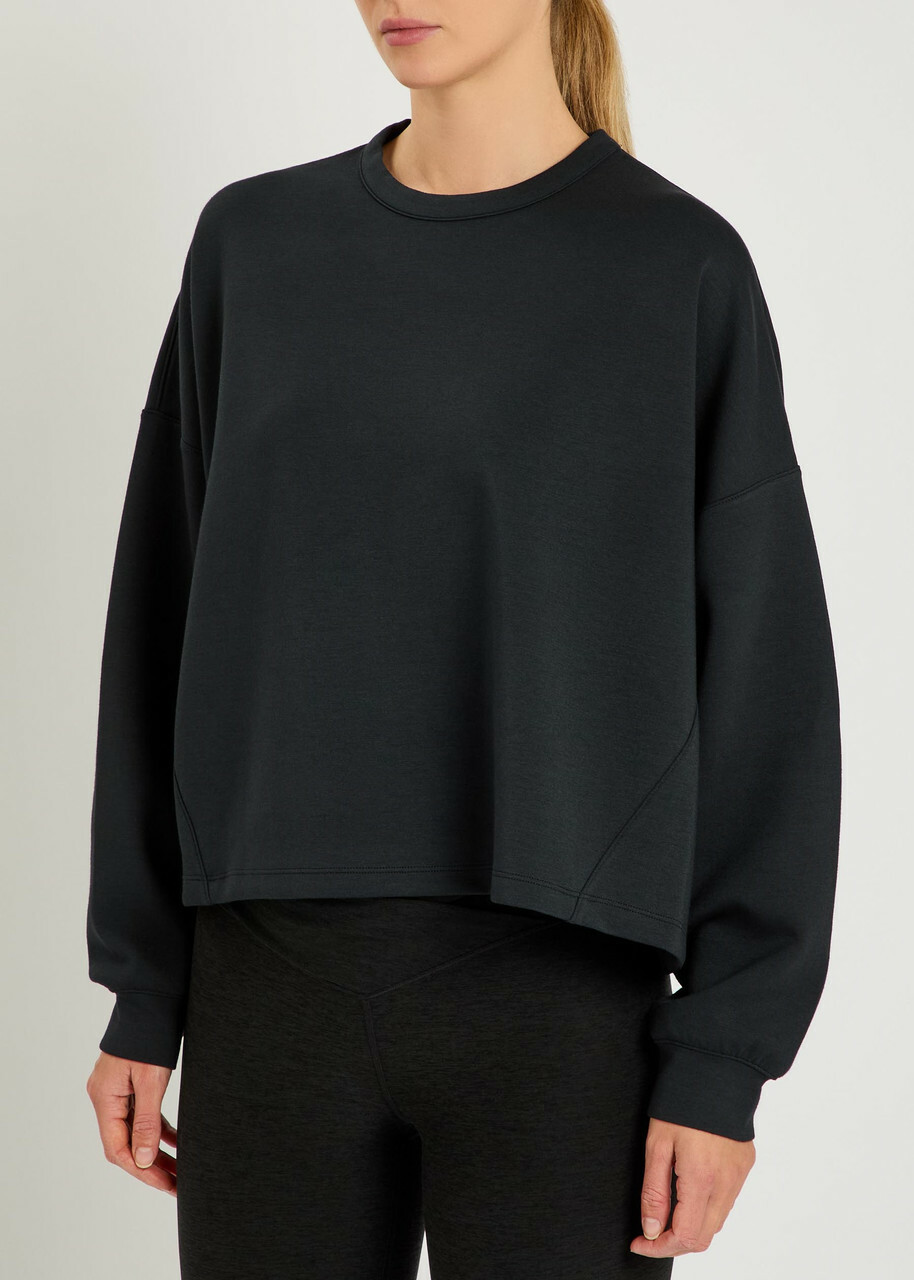 Nike Cropped Jersey Sweatshirt Black Grey