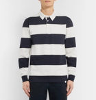 Norse Projects - Ruben Twill-Trimmed Striped Cotton-Jersey Polo Shirt - Men - Off-white