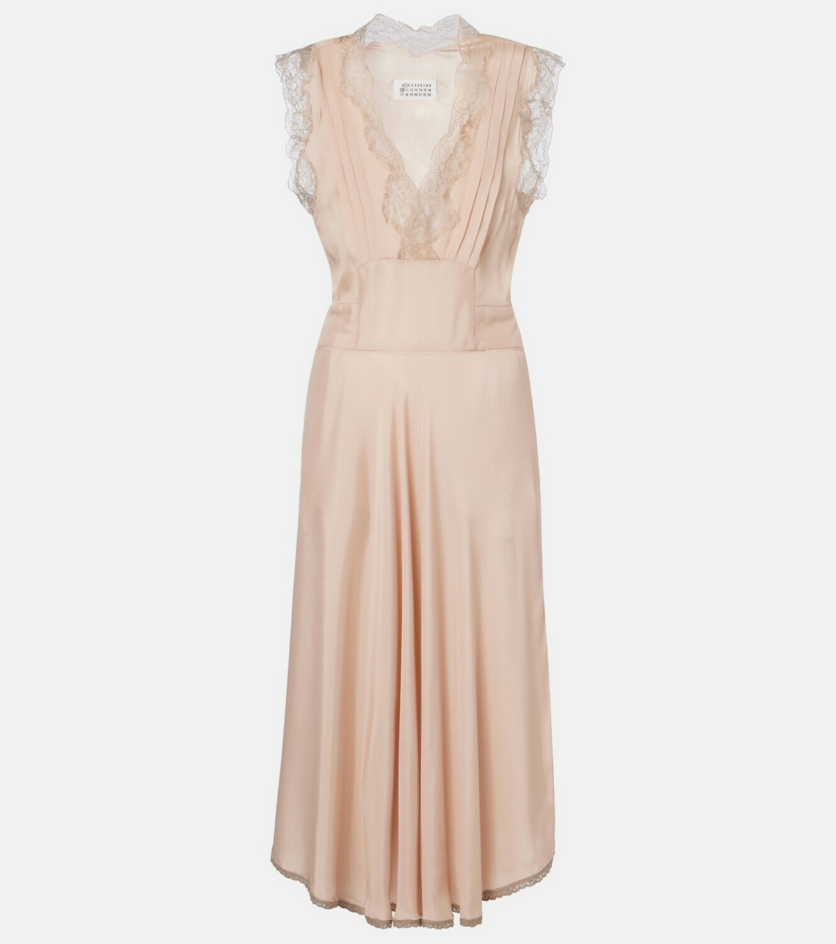 Maison Margiela Belted lace-trimmed midi dress