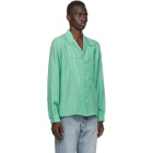 Double Rainbouu Green Linen Embroidered Shirt