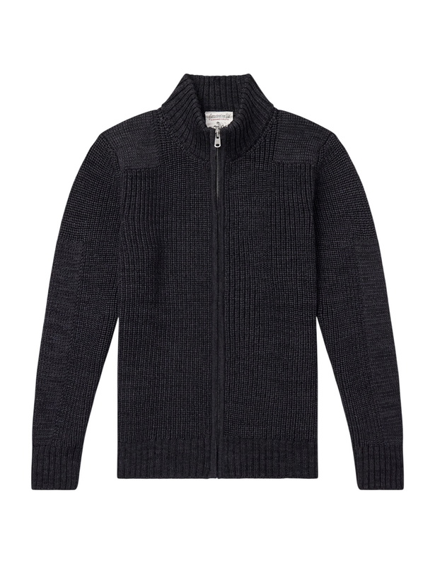Photo: S.N.S. Herning - Robust Merino Wool Zip-Up Sweater - Black