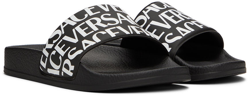 Versace Kids Black Printed Slides