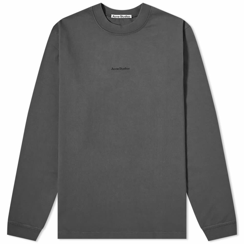 Acne Studios Men's Erwin Long Sleeve Stamp Logo T-Shirt in Slate Grey ...
