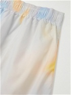 Fendi - Straight-Leg Mid-Length Logo-Print Tie-Dyed Swim Shorts - Blue