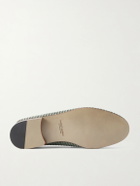 Manolo Blahnik - Padstow Collapsible-Heel Leather-Trimmed Raffia Loafers - Green
