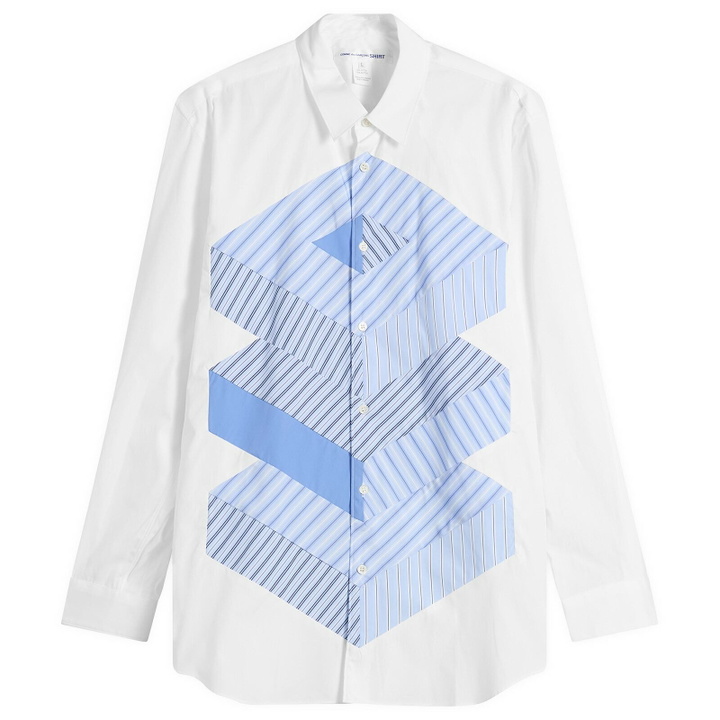 Photo: Comme des Garçons SHIRT Men's Cotton Stripe Poplin Shirt in White X Stripe