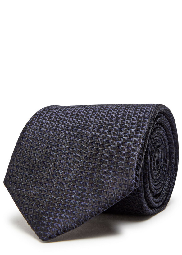 Photo: Canali Checked Silk tie - Navy - One Size