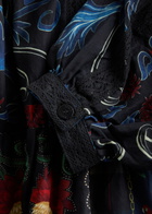 Farm Rio Printed Lace-trim Cotton Maxi Dress Black