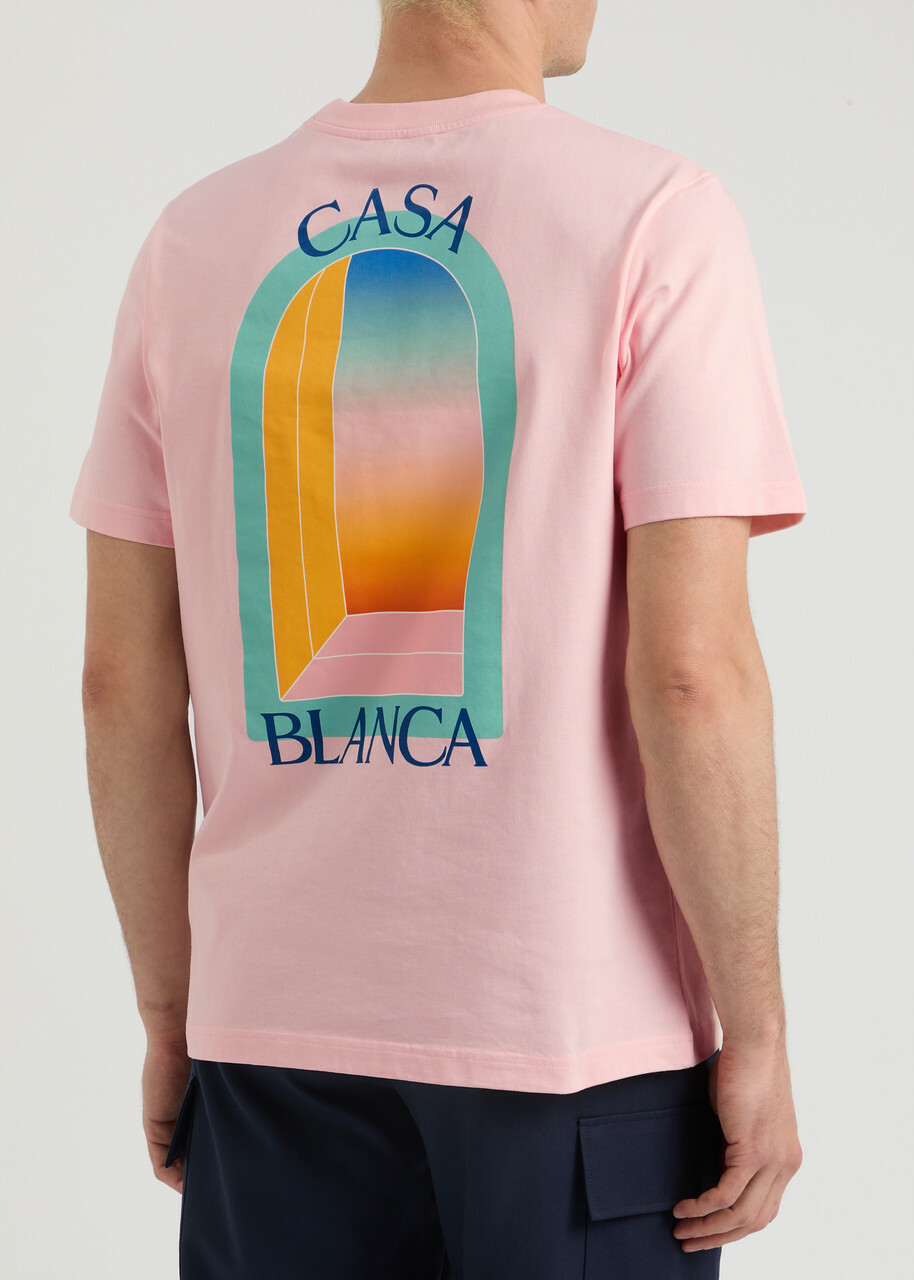 Casablanca L'Arc Colore Printed Cotton T-shirt Pink Casablanca